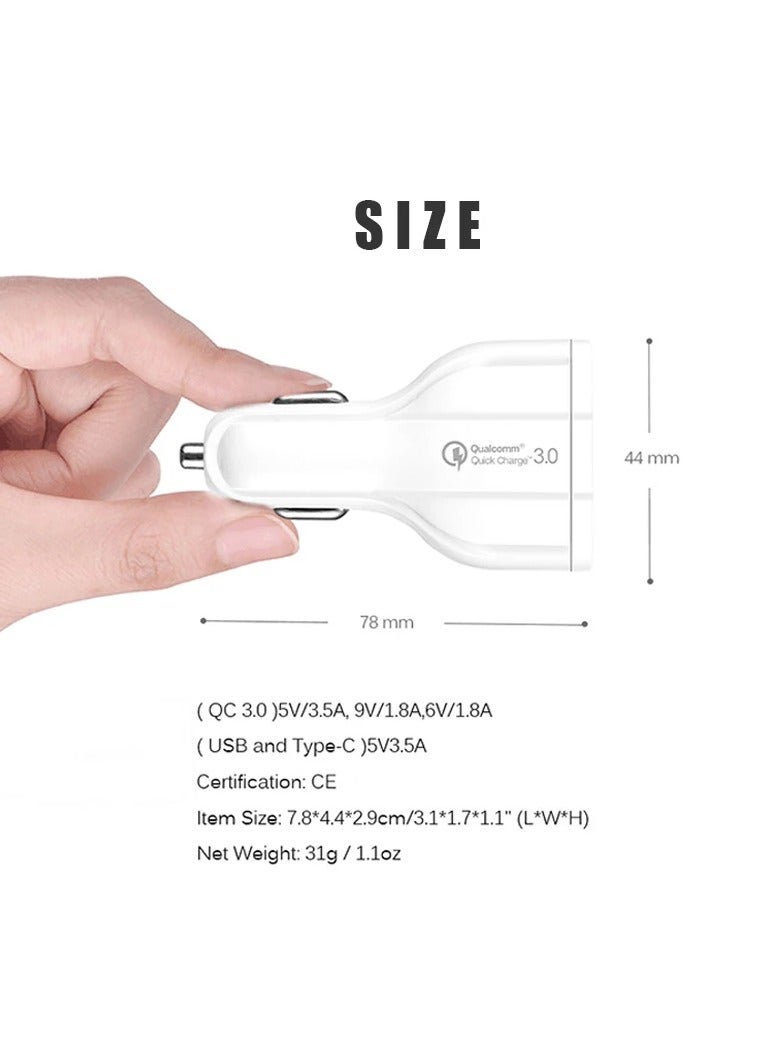 RIYAD GADGETS 2-Pack QC 3.0 Car Charger with USB & Type-C - Black & White - Image 3