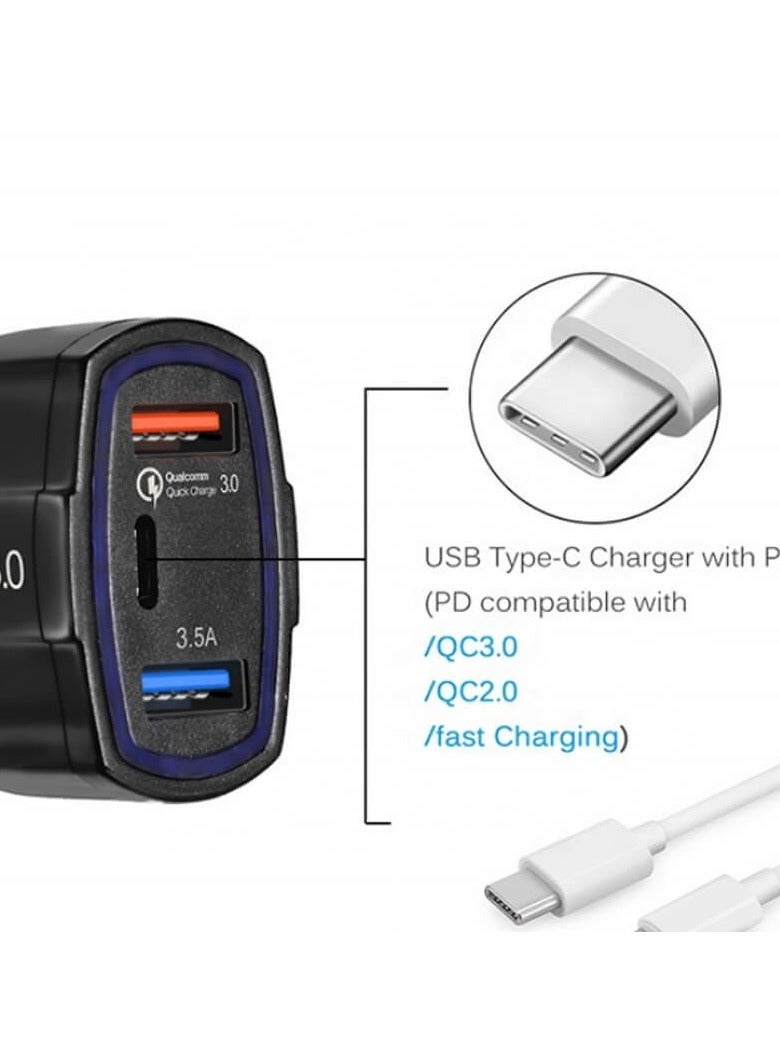 RIYAD GADGETS 2-Pack QC 3.0 Car Charger with USB & Type-C - Black & White - Image 4