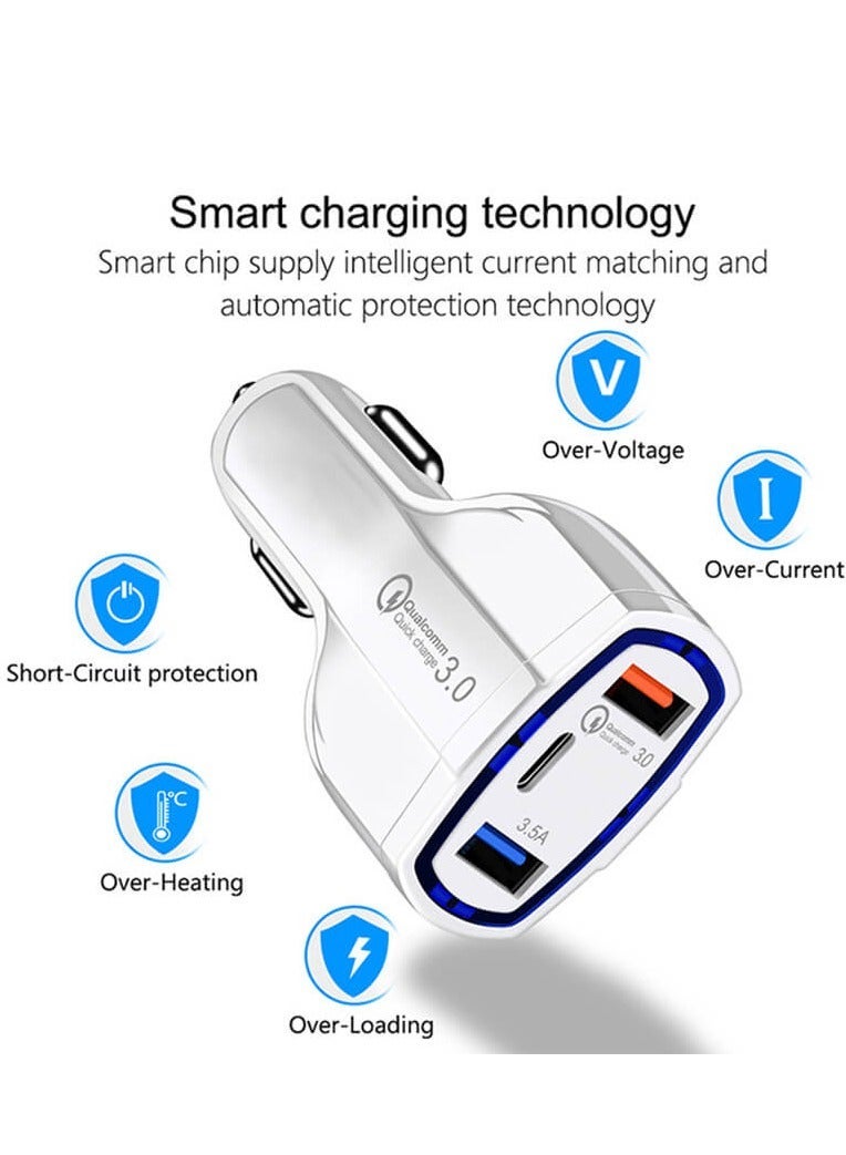 RIYAD GADGETS 2-Pack QC 3.0 Car Charger with USB & Type-C - Black & White - Image 5