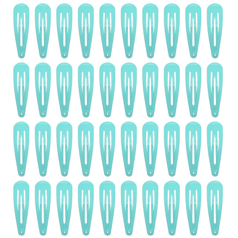 40 Counts Colorful Metal Snap Hair Clips 2 Inch Barrettes for Women Accessories light green