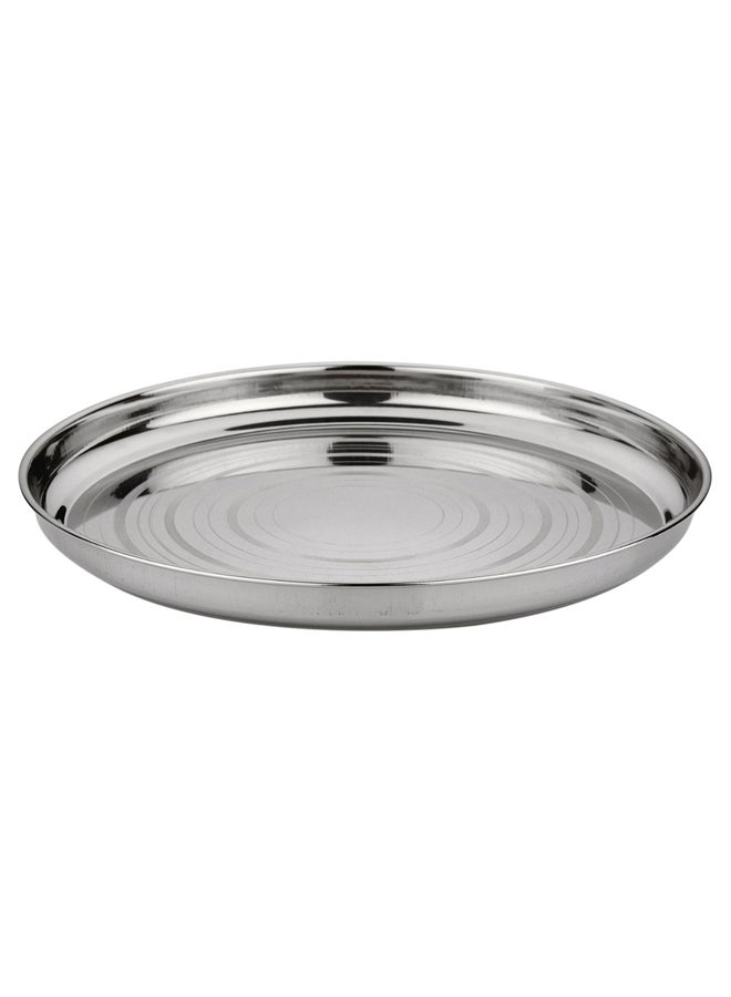 AL SANIDI Indian Stainless Steel Plate, Picnic Plates, Silver, 50 cm  - Image 1