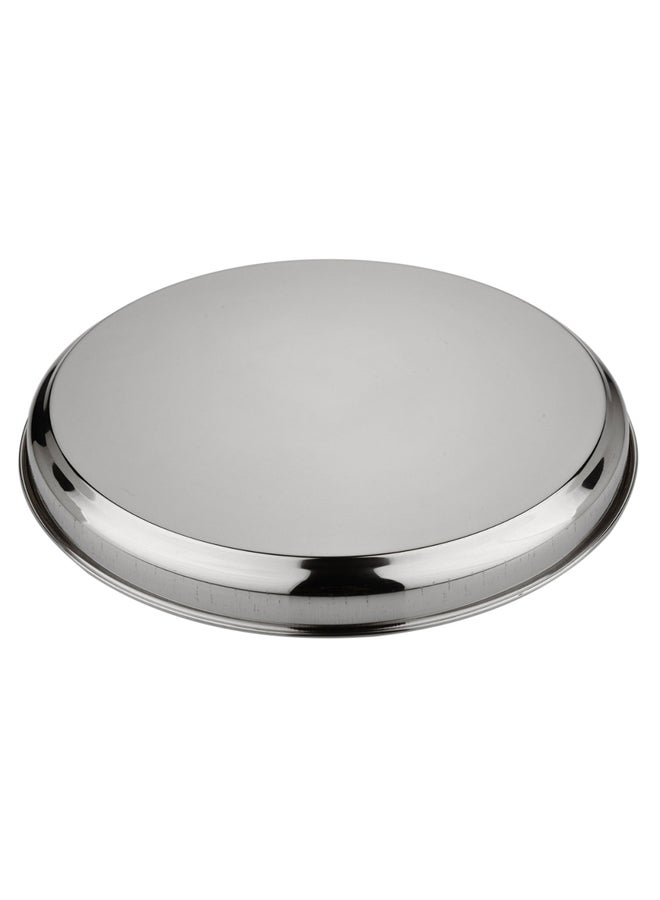 AL SANIDI Indian Stainless Steel Plate, Picnic Plates, Silver, 50 cm  - Image 3