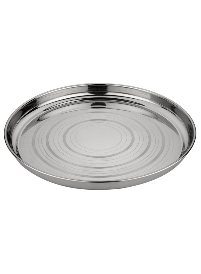 AL SANIDI Indian Stainless Steel Plate, Picnic Plates, Silver, 50 cm  - Image 2