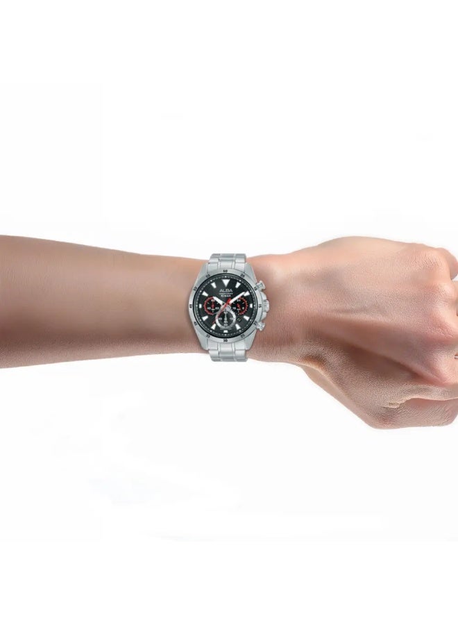 Alba AT3K63X1 Chronograph Men's Watch | Black Dial | Stainless Steel Bracelet | Quartz | 100M Water Resistant | 43.5mm - Image 3