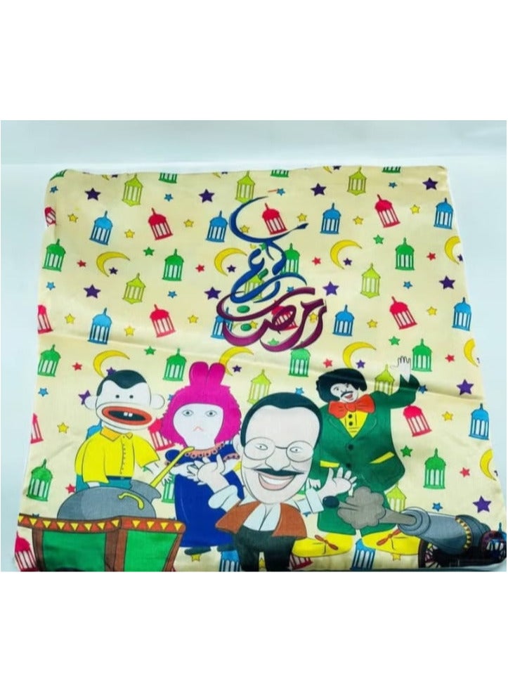 اكياس مخدات رمضان اجمل تشكيلة مخدات ستان اكياس المخدات اللي مطبوعة عليها اشهر شخصيات في رمضان الخامة النظيفة جدا المقاس: 45 سم