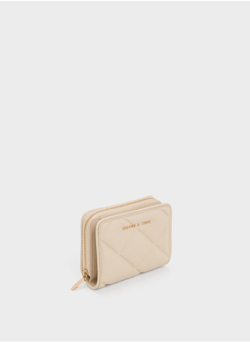 Charles & Keith CHARLES & KEITH Anwen Quilted Zip-Around Wallet - Beige  - Image 3