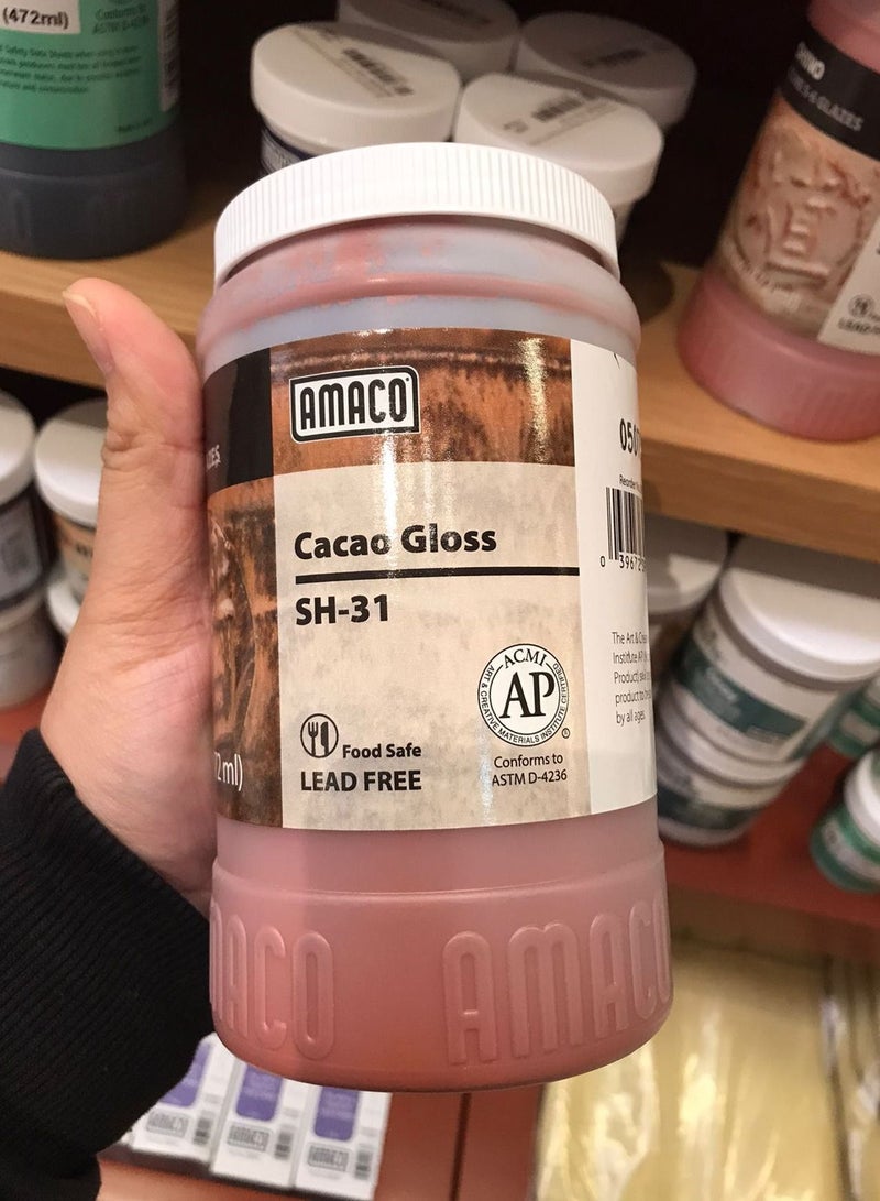Amaco Shino Glaze SH-31 Cacao Gloss High Fire for Pottery and Ceramic - Image 2