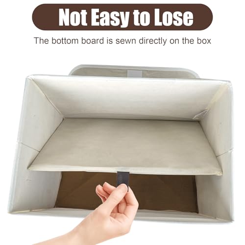 Bagnizer Large 22 Quart Linen Fabric Foldable Storage Bin Cube Organizer Basket with Flip-Top Lid & Handles, Clothes Blanket Box for Home, Office, Closet, Brown & White, 4 Pack 14.6 x 9.5 x 9.5 - Image 4