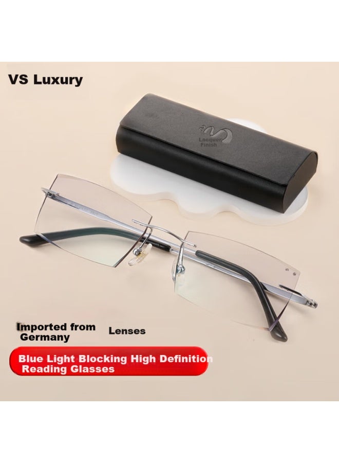 Eyes Mushen Pure Titanium Ultra-light Reading Gl For Men, High-end Frameless High-definition Anti-blue Light Presbyopic Gl For Middle-aged And Elderly, Pure Titanium - Image 1