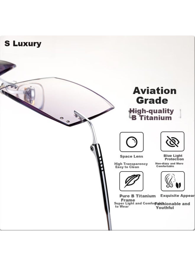 Eyes Mushen Pure Titanium Ultra-light Reading Gl For Men, High-end Frameless High-definition Anti-blue Light Presbyopic Gl For Middle-aged And Elderly, Pure Titanium - Image 2