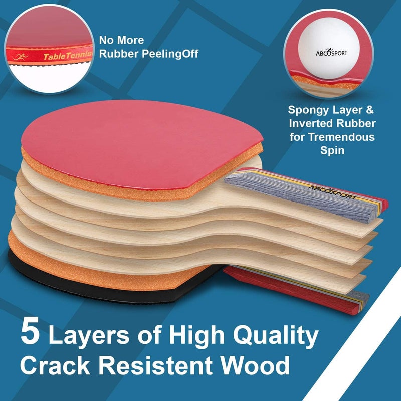 Abco Tech Table Tennis Set - Ping Pong Paddles and Balls for Professional and Recreational Play - Durable Design for Tournaments and Home Games - Portable for Family Fun and Practice - Image 2