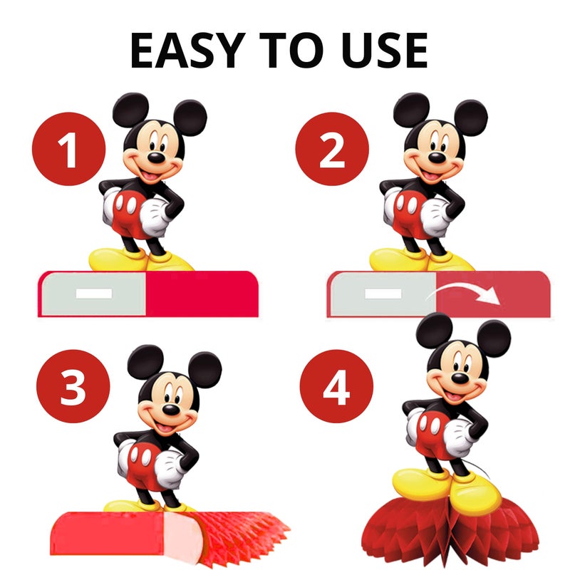 BOGAZNET 12PCS Mickey Mouse Centerpieces â€“ Set of 12 Birthday and Baby Shower Table Decorations Honeycomb Party Decor Cute Centerpiece Set for Kids Celebrations and Themed Events - Image 5