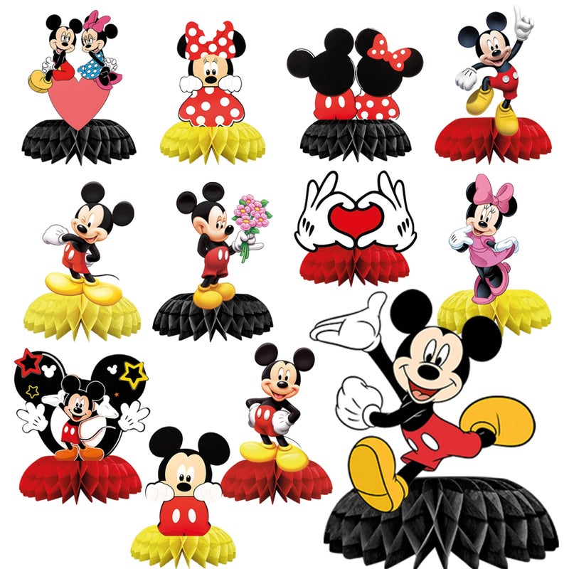BOGAZNET 12PCS Mickey Mouse Centerpieces â€“ Set of 12 Birthday and Baby Shower Table Decorations Honeycomb Party Decor Cute Centerpiece Set for Kids Celebrations and Themed Events - Image 1