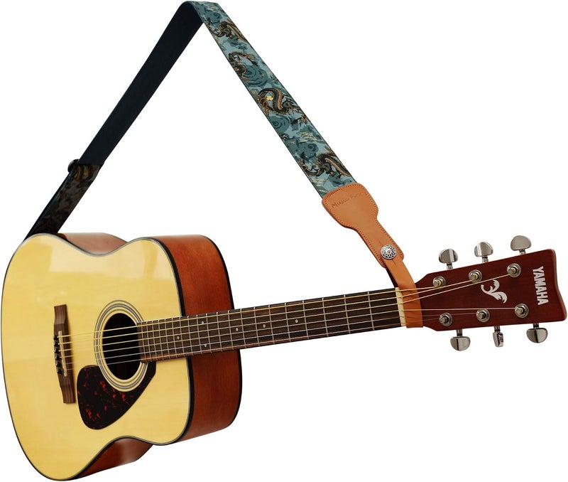 MUSIC FIRST Ukiyoe Style 'The Dragon King' Guitar Strap - Soft Cotton & Genuine Leather, Adjustable - Image 4