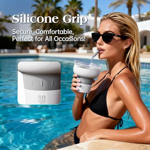 magcheer 16 oz Cocktail Tumbler with Lid and Straw - Stainless Steel Insulated Margarita Tumbler - 320° Sippable Stemless Wine Cup for Party | Black - Image 4