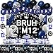 Nigifter 12th Birthday Decorations for Boys Girls 54 PCS Blue Black Party Decorations 12 Year Old Boy Birthday Party Supplie with Banner Backdrop Hanging Swirls Tablecloth Bruh Im 12 Party Supplies - Image 2
