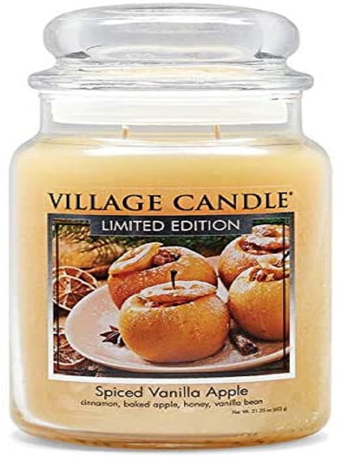 Village Candle Village Candle Spiced Vanilla Apple, Large Glass Apothecary Jar Scented Candle, 21.25 oz, Ivory - Image 5