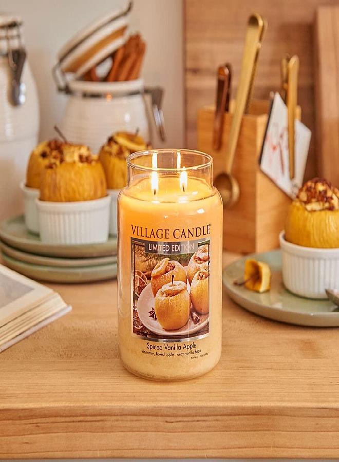 Village Candle Village Candle Spiced Vanilla Apple, Large Glass Apothecary Jar Scented Candle, 21.25 oz, Ivory - Image 3