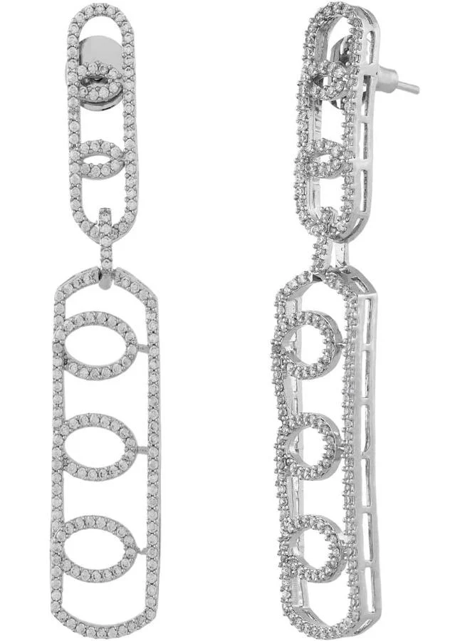 VOYLLA Voylla Sparkling Elegance Glamorous Long American Diamond Dangler Earrings