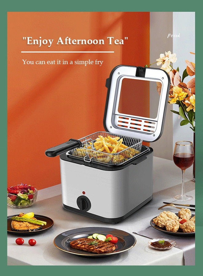 DUNISO Electric deep fryer, large capacity stainless steel fryer with observation window, equipped with frying net, adjustable temperature, suitable for home kitchen and gatherings, 2.5L - Image 5