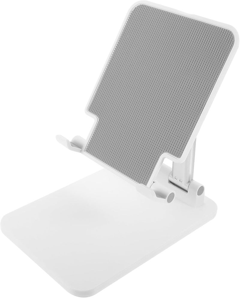 Levemolo Foldable Aluminum Alloy Tablet Stand Pearl White, Adjustable Universal Desktop Holder for Tablets and Smartphones, Dual-Joint Portable Desk Mount for Home Office Use - Image 1