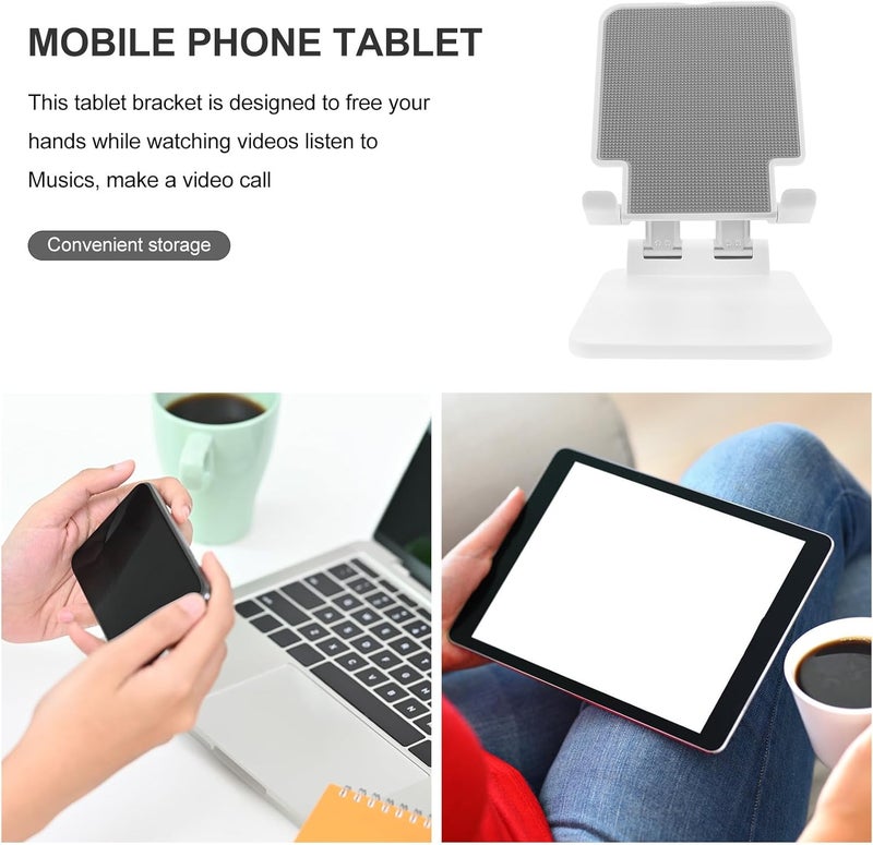 Levemolo Foldable Aluminum Alloy Tablet Stand Pearl White, Adjustable Universal Desktop Holder for Tablets and Smartphones, Dual-Joint Portable Desk Mount for Home Office Use - Image 3