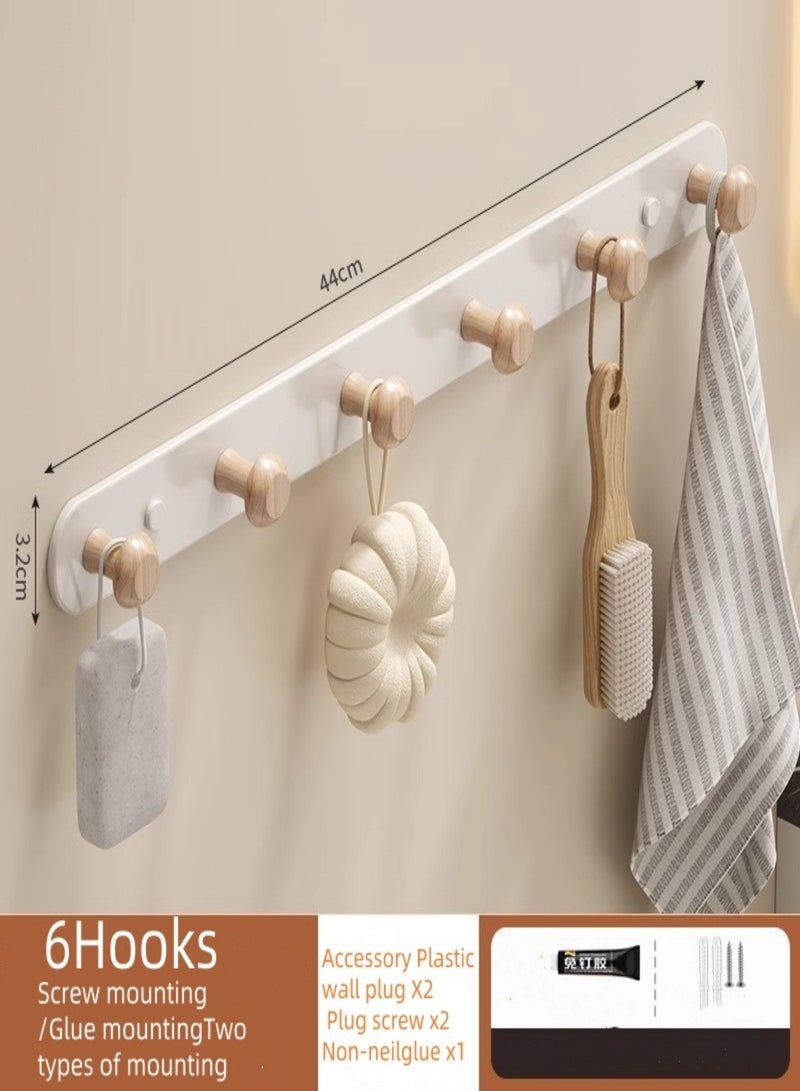 2 Packs Coat Rack Wall Mounted with 6HOOKS ,Over The Door Hook Hanger, Towel Rack Silent Super Load-bearing Over Door Hanger ,White Wall Hooks Adhesive and Screw Inserts For Entrance Ways, Bathrooms, Bedrooms, Kitchens  - Image 2