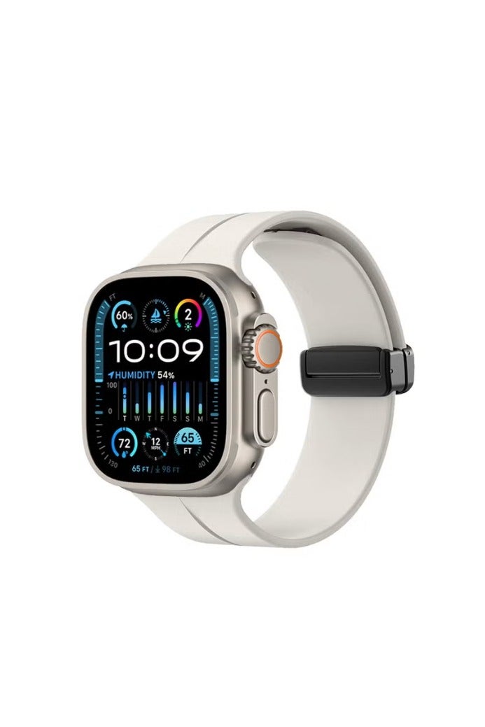 soft silicone sports band with magnetic clasp does not come off easily, easy to wear while exercising. Fits Apple Watch Ultra 2/Ultra 9/8/SE 2nd Gen/7/SE/6/5/4/3/2/1 and is compatible with 42/44/45/49mm case sizes, as well as Series 10 with 46mm case size. - Image 2