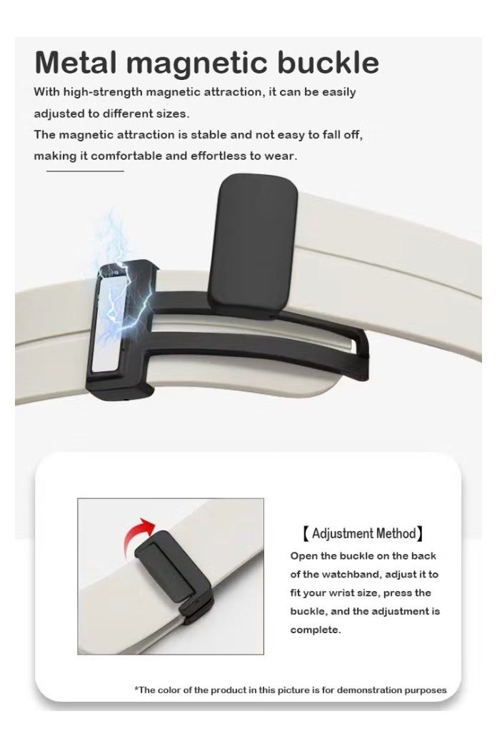 soft silicone sports band with magnetic clasp does not come off easily, easy to wear while exercising. Fits Apple Watch Ultra 2/Ultra 9/8/SE 2nd Gen/7/SE/6/5/4/3/2/1 and is compatible with 42/44/45/49mm case sizes, as well as Series 10 with 46mm case size. - Image 5