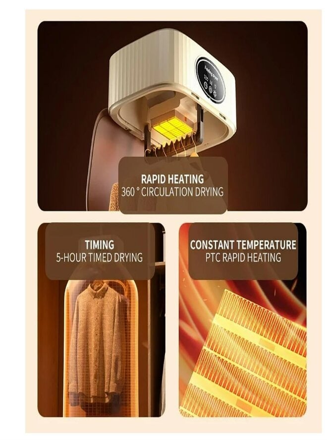   لكي بور مجفف ملابس محمول، جهاز تسخين الملابس الداخلي مع غطاء، مجفف ملابس قابل للطي بقدرة 600 وات مع مؤقت 4 ساعات وإضاءة فوق البنفسجية، مجفف ملابس السفر - Image 3