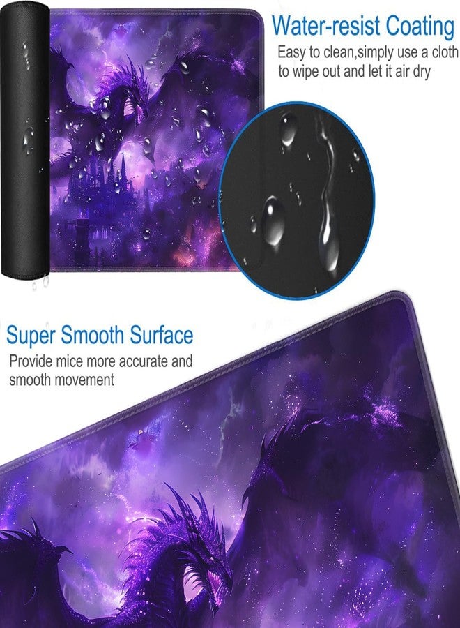 JVGFYNKL for MTG Playmat + Drawstring Travel Pouch + 6 Dice Counter, for Tabletop Trading Card Game Playmats or Mouse Pad, Anti-Slip Rubber 24 x 14 in, Evil Purple Dragon for TCG Playmat (No with Zone) - Image 3