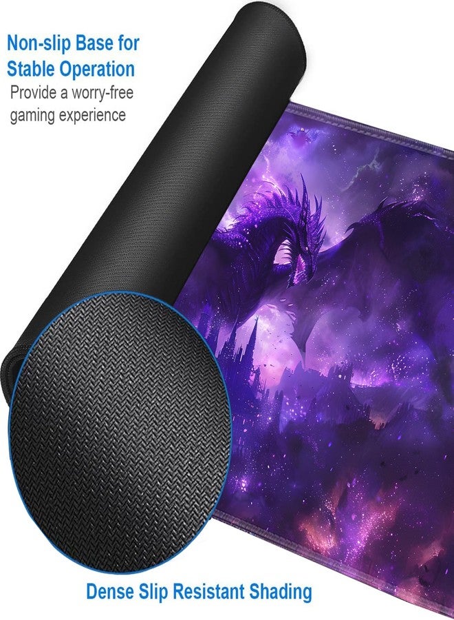 JVGFYNKL for MTG Playmat + Drawstring Travel Pouch + 6 Dice Counter, for Tabletop Trading Card Game Playmats or Mouse Pad, Anti-Slip Rubber 24 x 14 in, Evil Purple Dragon for TCG Playmat (No with Zone) - Image 5