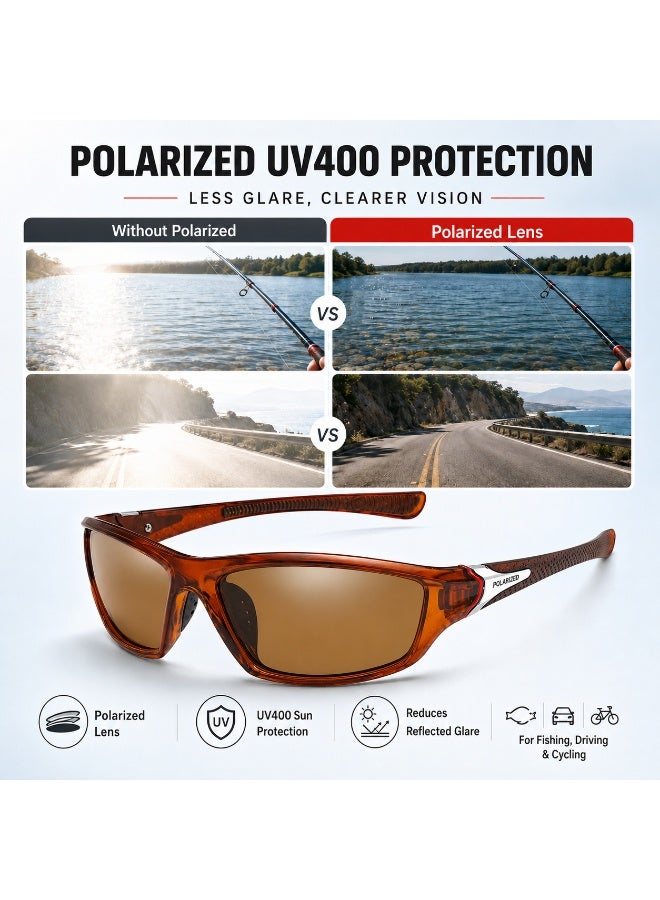 Polarized Sports Sunglasses for Men, UV400 Anti-Glare Eyewear for Fishing, Cycling, Driving, Hiking, Outdoor Activities — Lightweight TR90 Frame - Image 3