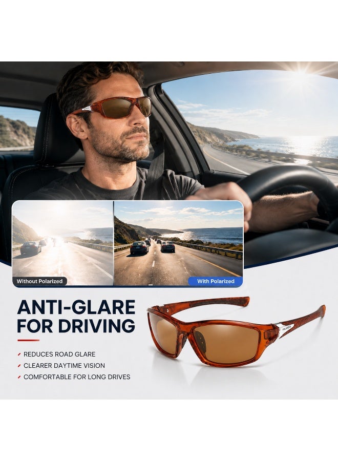 Polarized Sports Sunglasses for Men, UV400 Anti-Glare Eyewear for Fishing, Cycling, Driving, Hiking, Outdoor Activities — Lightweight TR90 Frame - Image 4