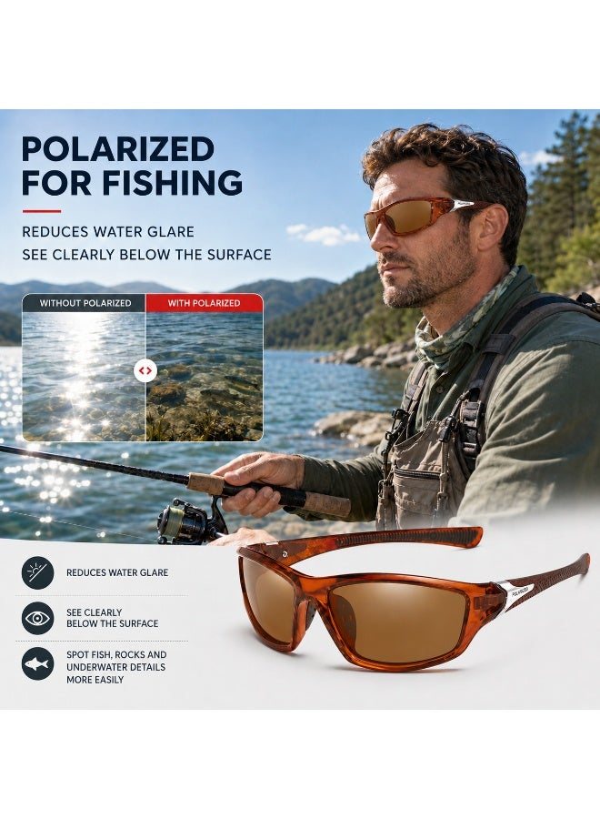 Polarized Sports Sunglasses for Men, UV400 Anti-Glare Eyewear for Fishing, Cycling, Driving, Hiking, Outdoor Activities — Lightweight TR90 Frame - Image 2
