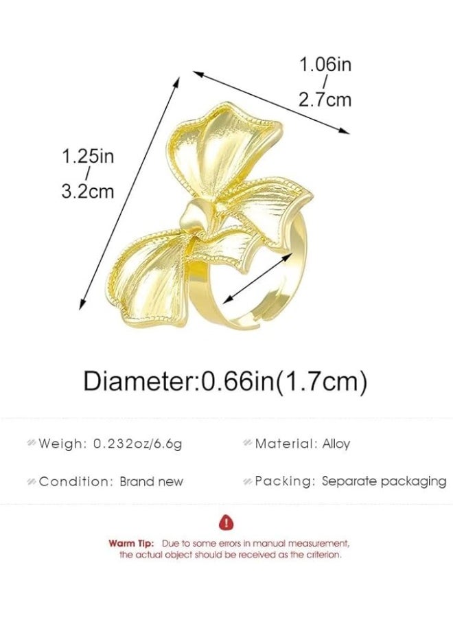 Rwnq Bowknot Ring for Women, Fashion Adjustable Bowknot Ring, Statement Rings, Cute Bowknot Rings for Women, Christmas Jewelry Gifts- - women's accessory - stainless steel accessories - women's accessories - accessory  - Image 4