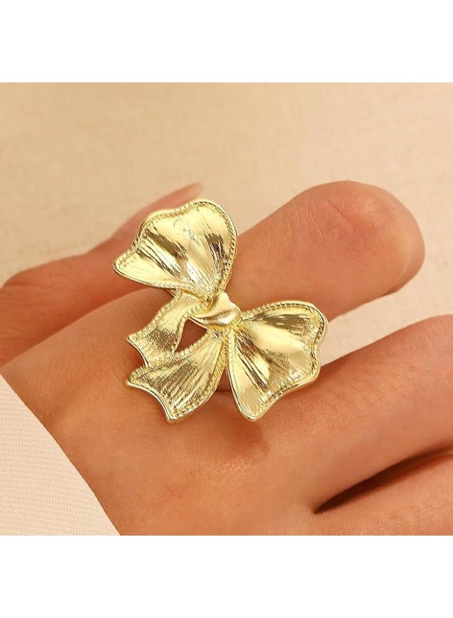 Rwnq Bowknot Ring for Women, Fashion Adjustable Bowknot Ring, Statement Rings, Cute Bowknot Rings for Women, Christmas Jewelry Gifts- - women's accessory - stainless steel accessories - women's accessories - accessory  - Image 1