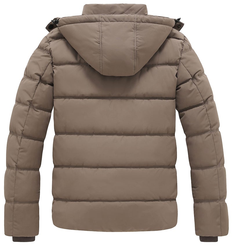 GGleaf Men's Hooded Winter Coat Warm Puffer Jacket Thicken Quilted Jacket Small Khaki,brown - Image 2
