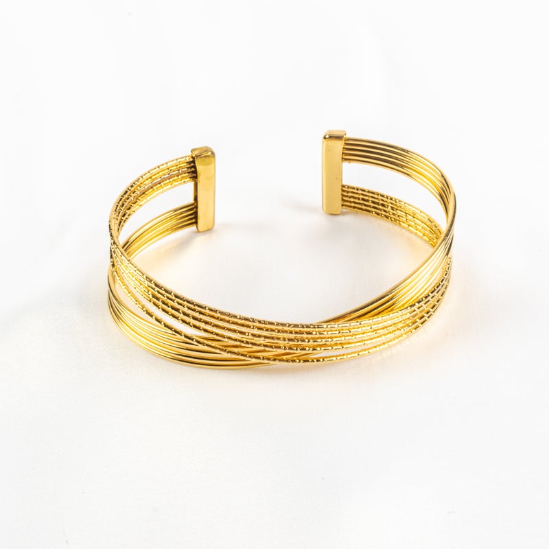 أسورة أستانليس ستيل ذهبي فري سايز - Image 2