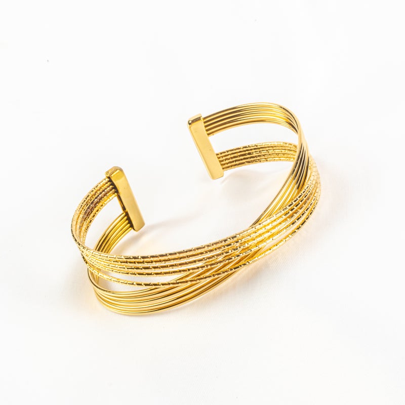 أسورة أستانليس ستيل ذهبي فري سايز - Image 1