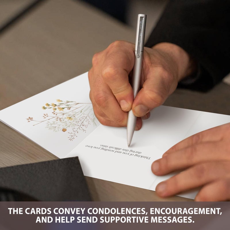 AUDREE 20 Pcs Sympathy Cards with Envelopes and Thoughtful Messages (4"x6") - Wildflowers Watercolor Condolences Cards - Bereavement Cards Set with Envelopes and Matching Stickers - Sympathy Cards Bulk - Image 4