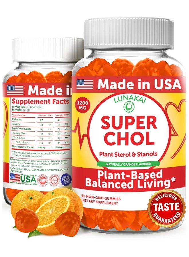 Lunakai USA Made Super Chol Gummies - 1200mg Plant Sterols & Stanols for Natural Cholesterol Support - Non-GMO Phytosterol Supplement, 60ct - Image 1