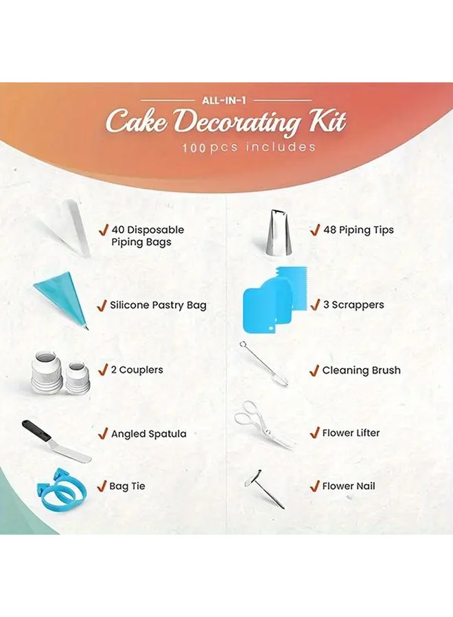 100 Pcs Cake Decorating Baking Tools With Piping Nozzles Spatula Storage Box - Image 4
