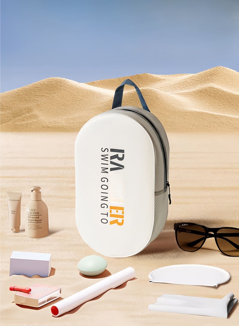 Waterproof hanging cosmetic bag, travel shower bag, multifunctional large toiletry bag, beige travel bag, beach handbag, bathroom bag, sports portable bag - Image 2