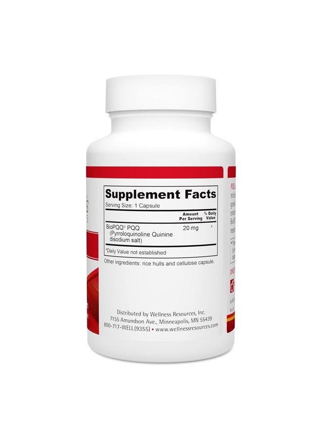 Wellness Resources PQQ 20mg BioPQQ, Best Value for Natural BioPQQ (60 Capsules, 20mg PQQ) - Natural Source, Gluten Free, Veggie Capsule - Image 2