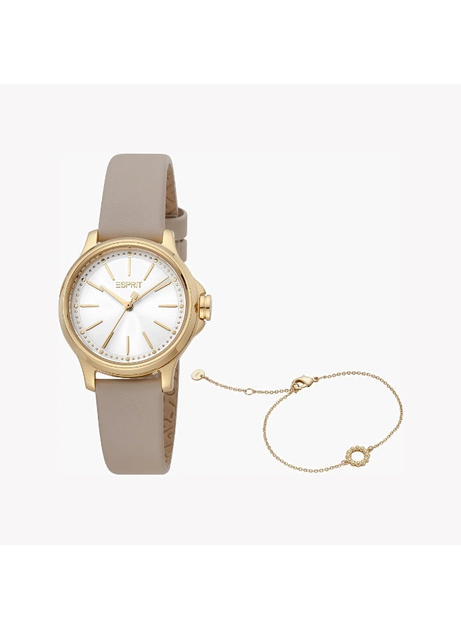 Esprit Women's Brown Leather Watch, Silver Dial | ES1L144L2025 - Image 1