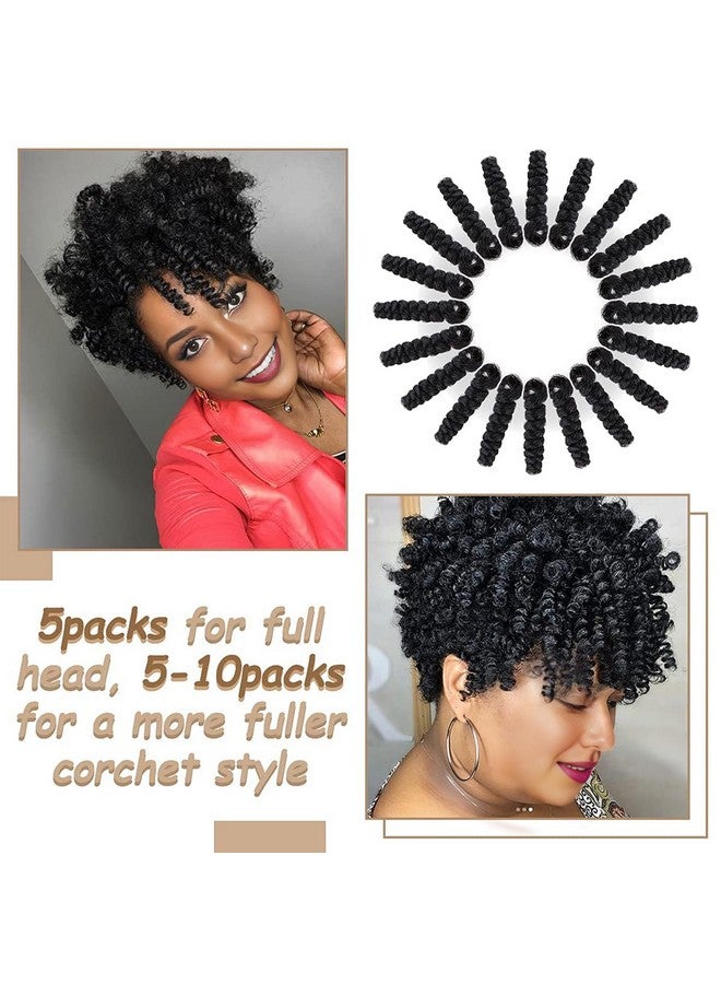 PHOCAS 10'' 5Packs Short Curly Crochet Hair Jump Wand Crochet Braids For Black Women 6MM Natural Black - Image 2