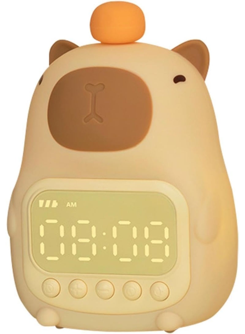 ساعة منبه على شكل ديناصور الكابيبارا مع ضوء ليلي دافىء لغرف النوم والاطفال - Image 1