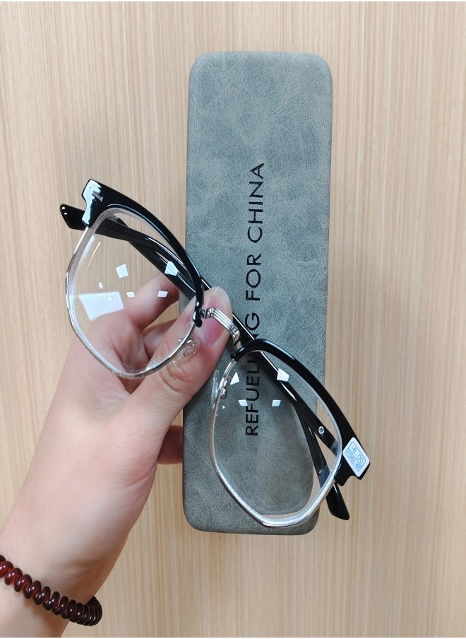 Coconut Anti-blue light radiation half-frame literary casual myopia glasses are unisex.  （Suitable for 600 degree myopia）  - Image 2