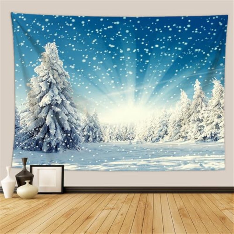 Decorative Wall Tapestry, Winter Tree Wall Tapestry, Decorative Murals Wall Tapestry, Christmas Decoration for Bedroom, Living Room 150 x 130 cm - Image 1